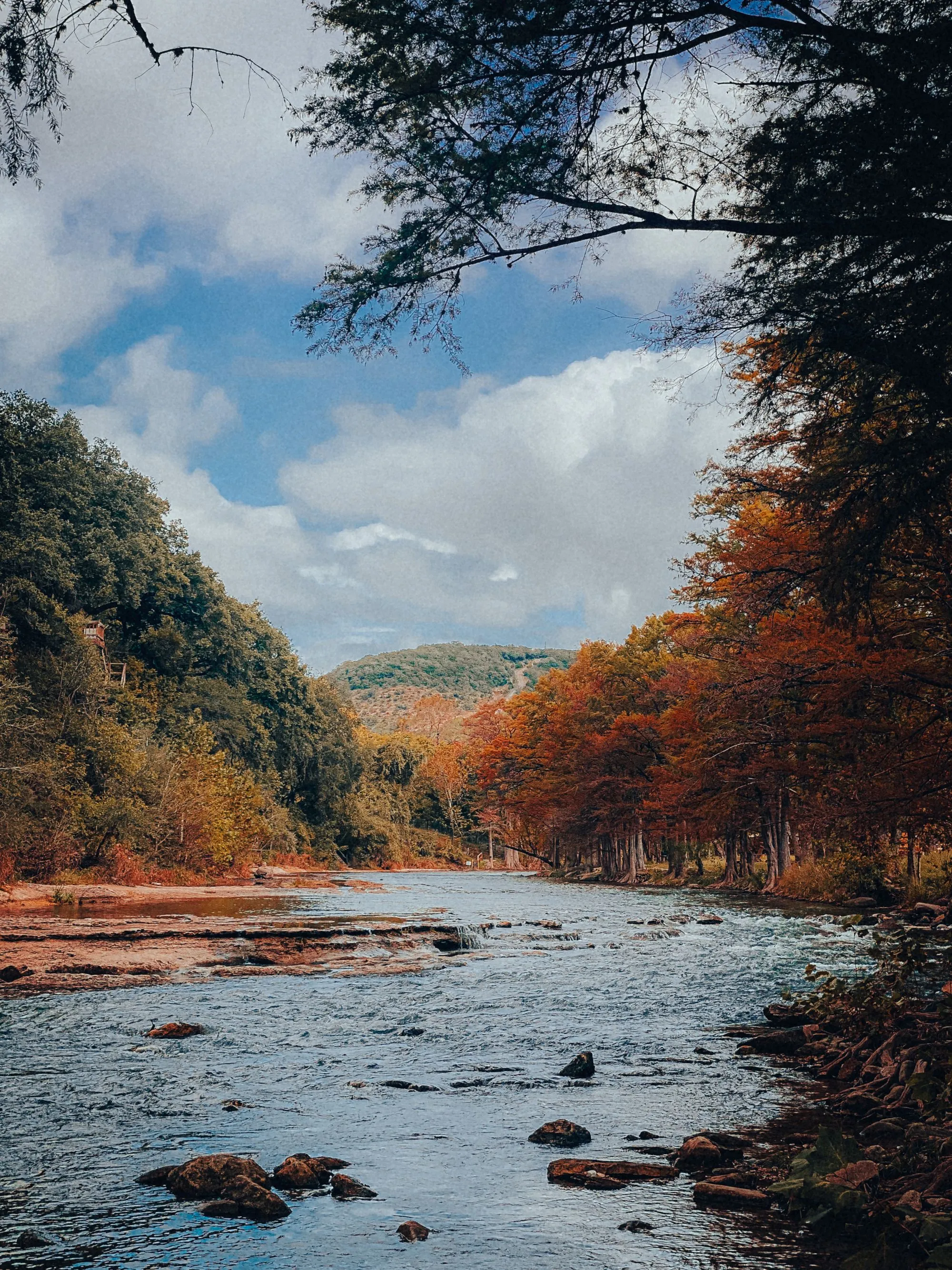 Hill Country river with autumn foliage